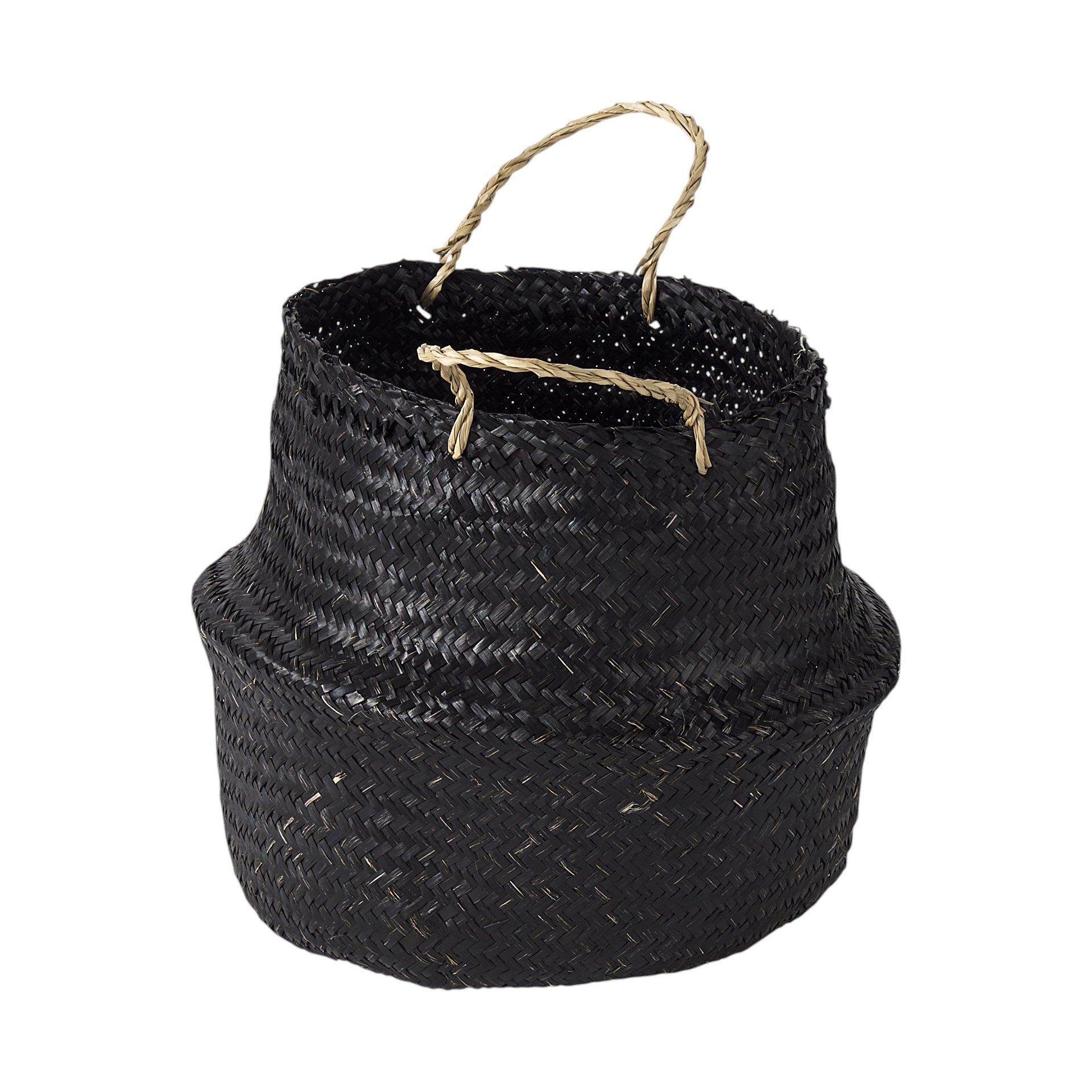 Set of Three Black Wicker Basket-Organizers-DECOROLALA
