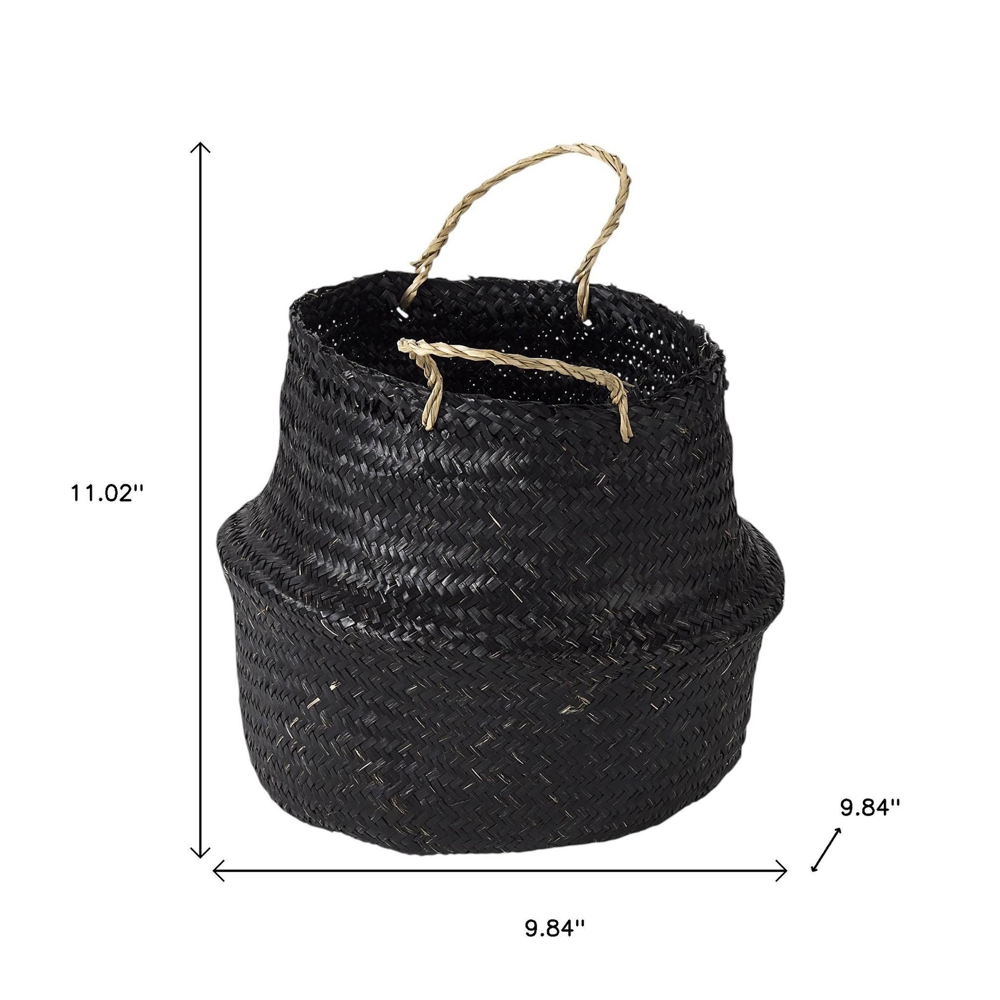 Set of Three Black Wicker Basket-Organizers-DECOROLALA