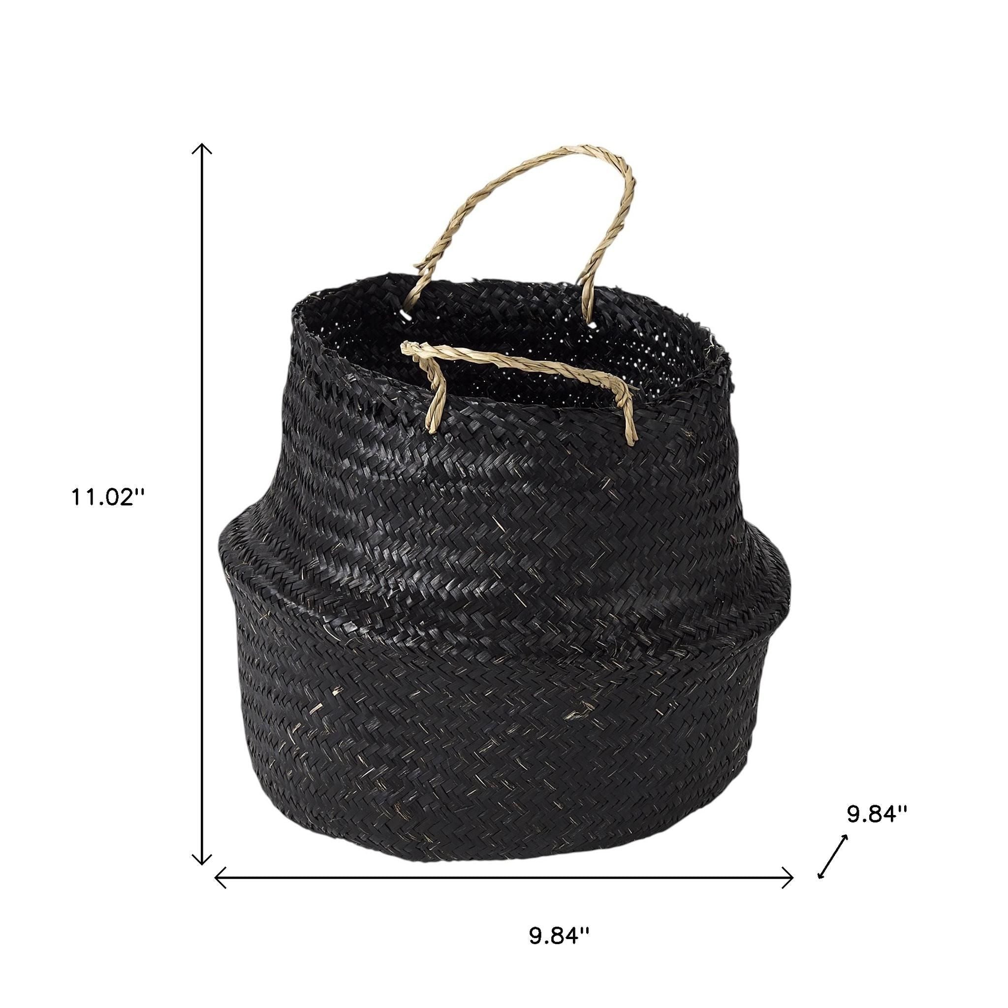 Set of Three Black Wicker Basket-Organizers-DECOROLALA