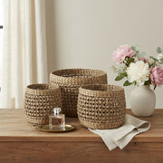 Set of Three Brown Wicker Basket-Organizers-DECOROLALA
