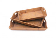 Set of Three Brown Wood Serving Tray-Trays-DECOROLALA