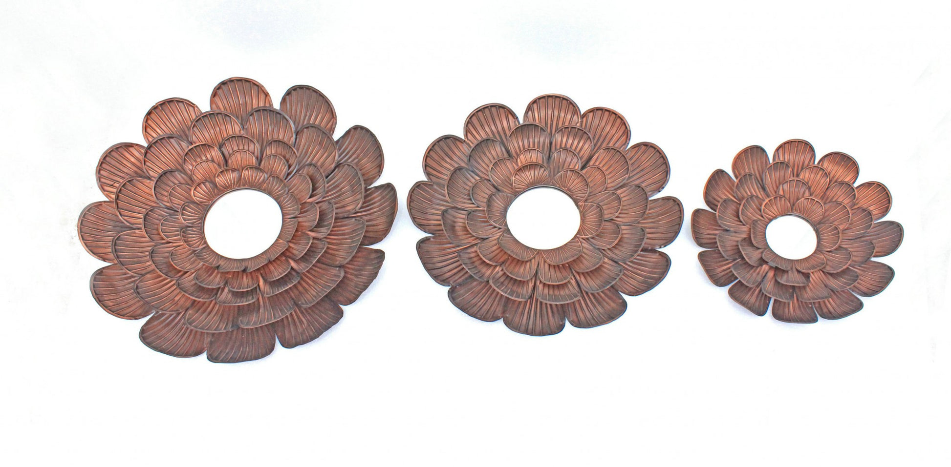 Set of Three Copper Novelty Metal Framed Accent Mirror-Mirrors-DECOROLALA