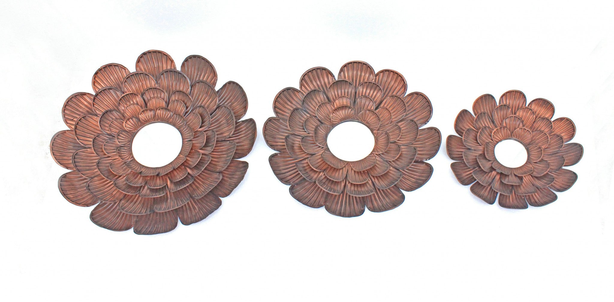 Set of Three Copper Novelty Metal Framed Accent Mirror-Mirrors-DECOROLALA