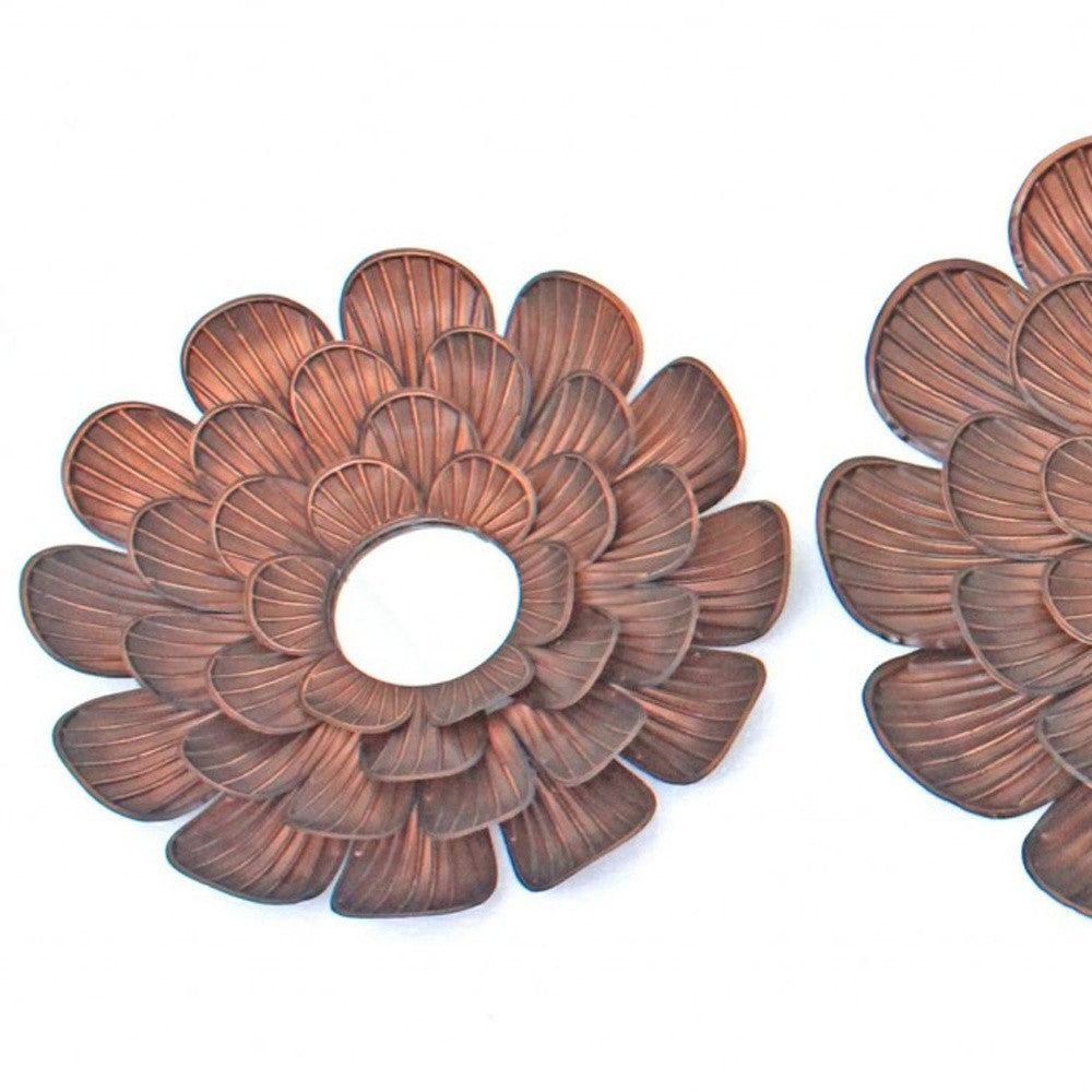 Set of Three Copper Novelty Metal Framed Accent Mirror-Mirrors-DECOROLALA