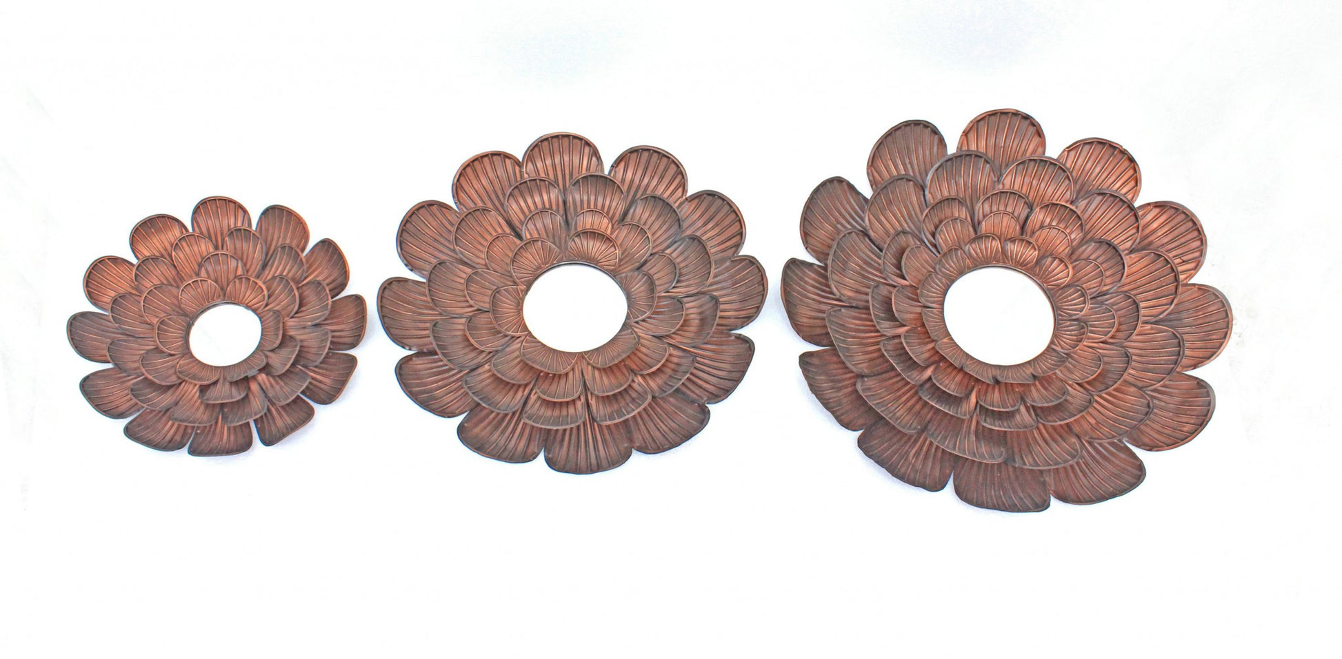 Set of Three Copper Novelty Metal Framed Accent Mirror-Mirrors-DECOROLALA