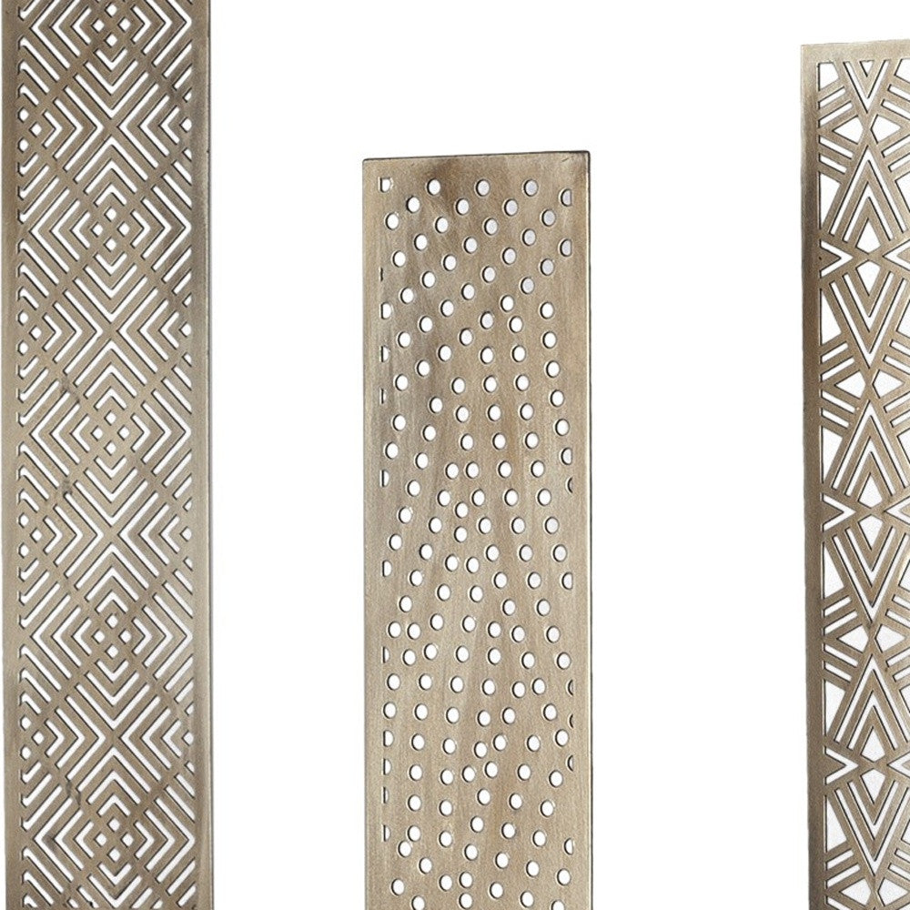 Set of Three Gold Metal Modern Abstract Tabletop Sculpture-Sculptures-DECOROLALA