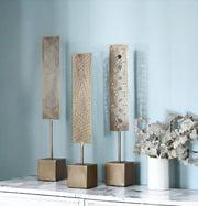 Set of Three Gold Metal Modern Abstract Tabletop Sculpture-Sculptures-DECOROLALA