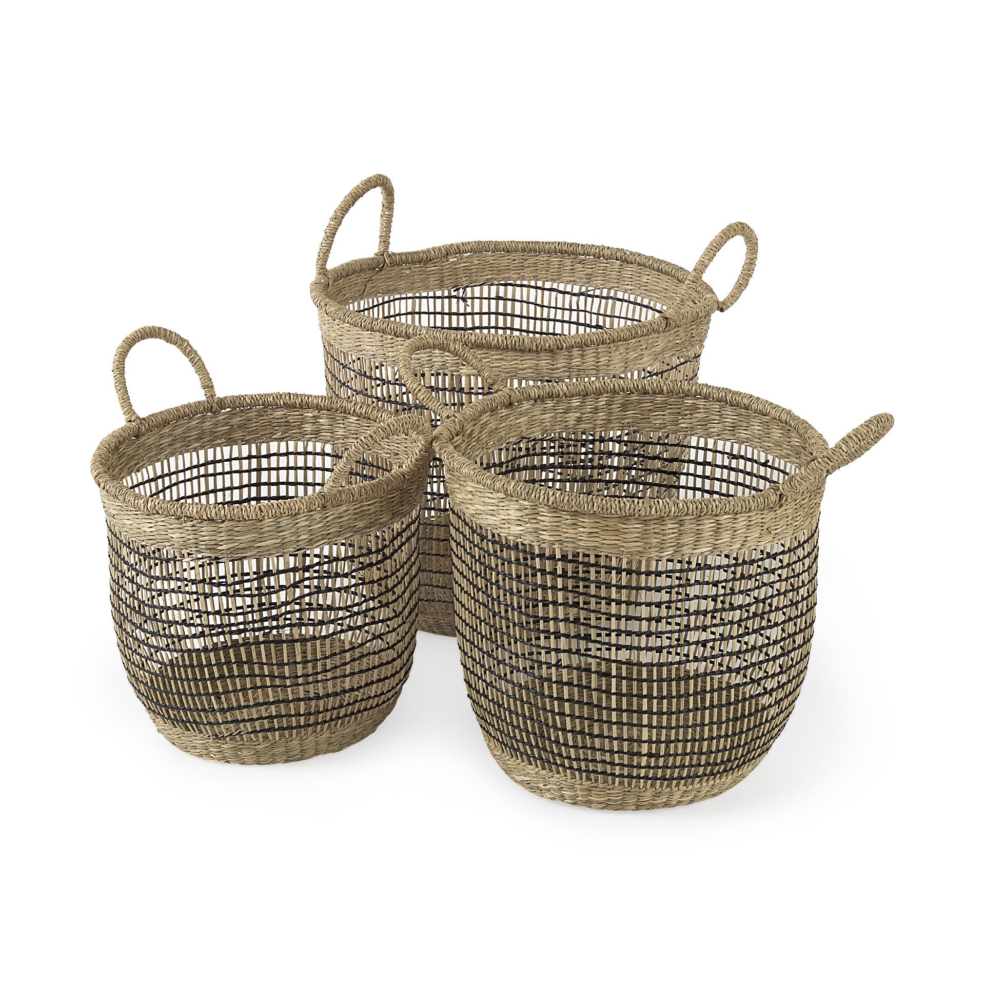 Set of Three Light Brown Wicker Basket-Organizers-DECOROLALA