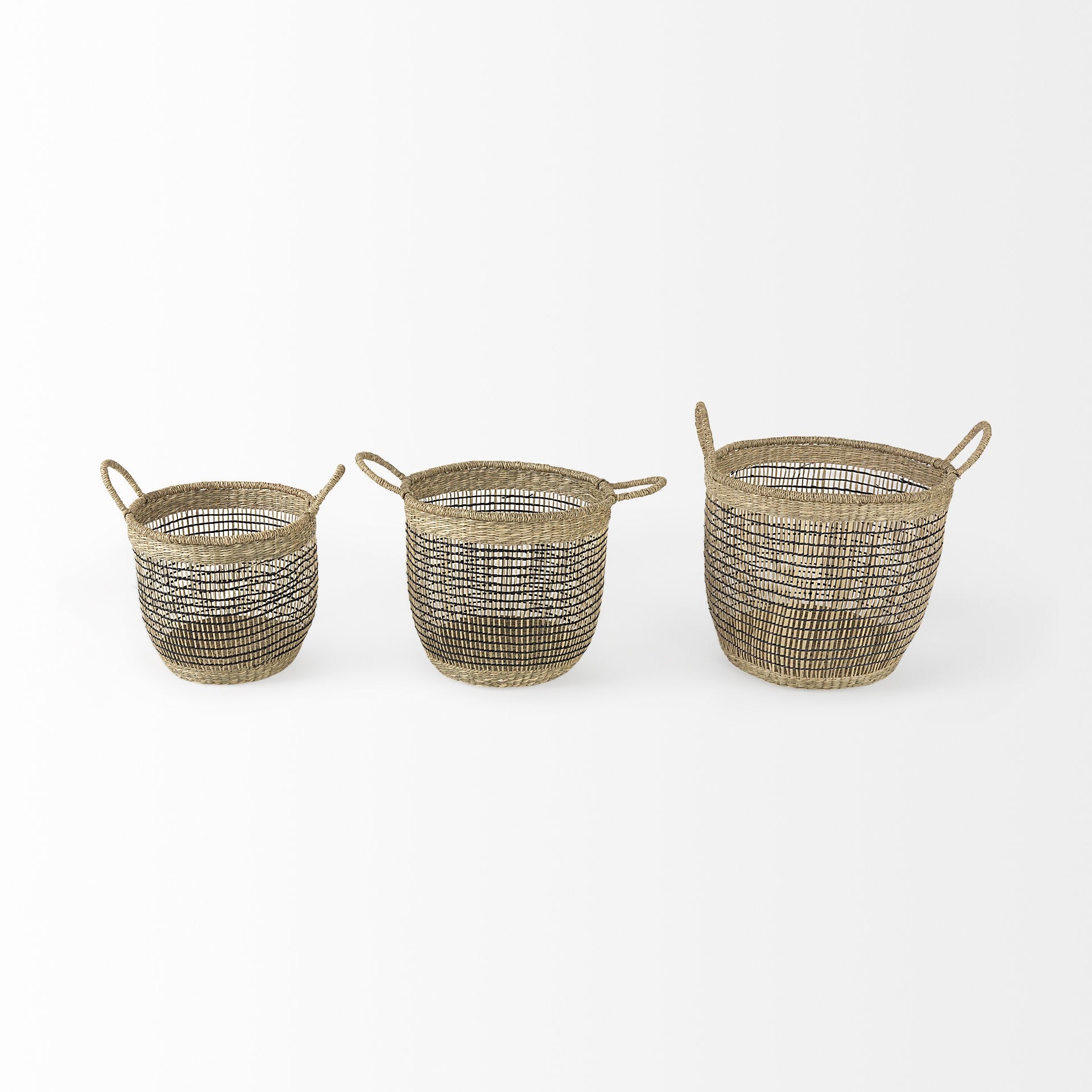Set of Three Light Brown Wicker Basket-Organizers-DECOROLALA