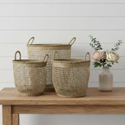 Set of Three Natural Wicker Basket-Organizers-DECOROLALA