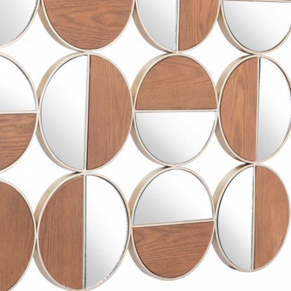 Set of Twelve Gold and Walnut Round Steel Framed Accent Mirror-Mirrors-DECOROLALA