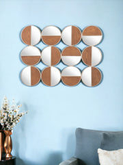 Set of Twelve Gold and Walnut Round Steel Framed Accent Mirror-Mirrors-DECOROLALA