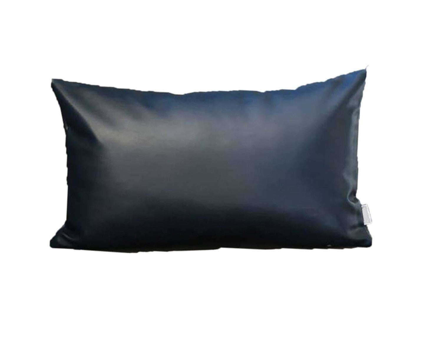 Set of Two 10" X 12" Navy Blue Faux Leather Lumbar Throw Pillow-Accent Throw Pillows-DECOROLALA
