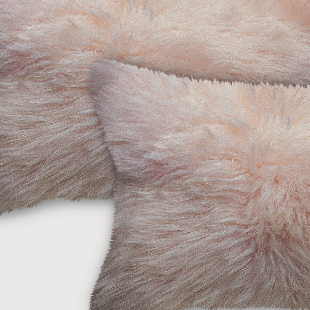 Set of Two 12" X 20" Blush Cowhide Throw Pillow-Accent Throw Pillows-DECOROLALA