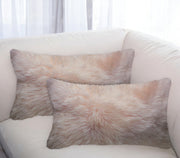 Set of Two 12" X 20" Blush Cowhide Throw Pillow-Accent Throw Pillows-DECOROLALA