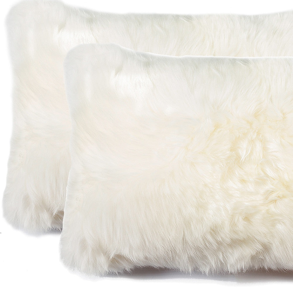 Set of Two 12" X 20" Natural Cowhide Throw Pillow-Accent Throw Pillows-DECOROLALA