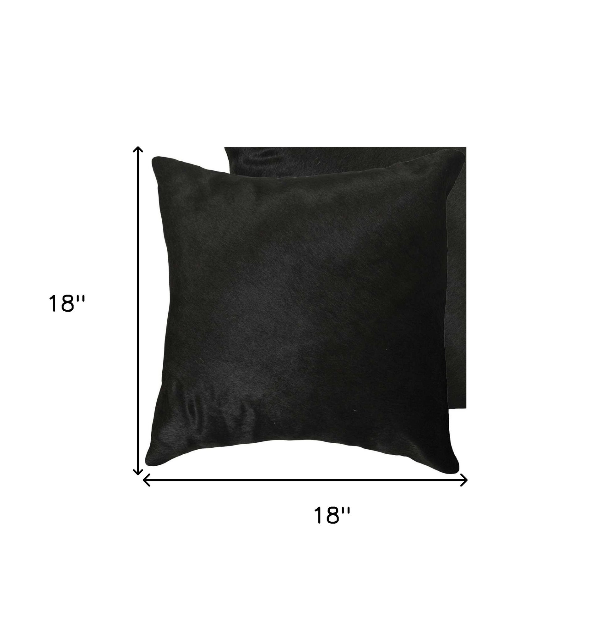 Set of Two 18" Black Cowhide Throw Pillows-Accent Throw Pillows-DECOROLALA