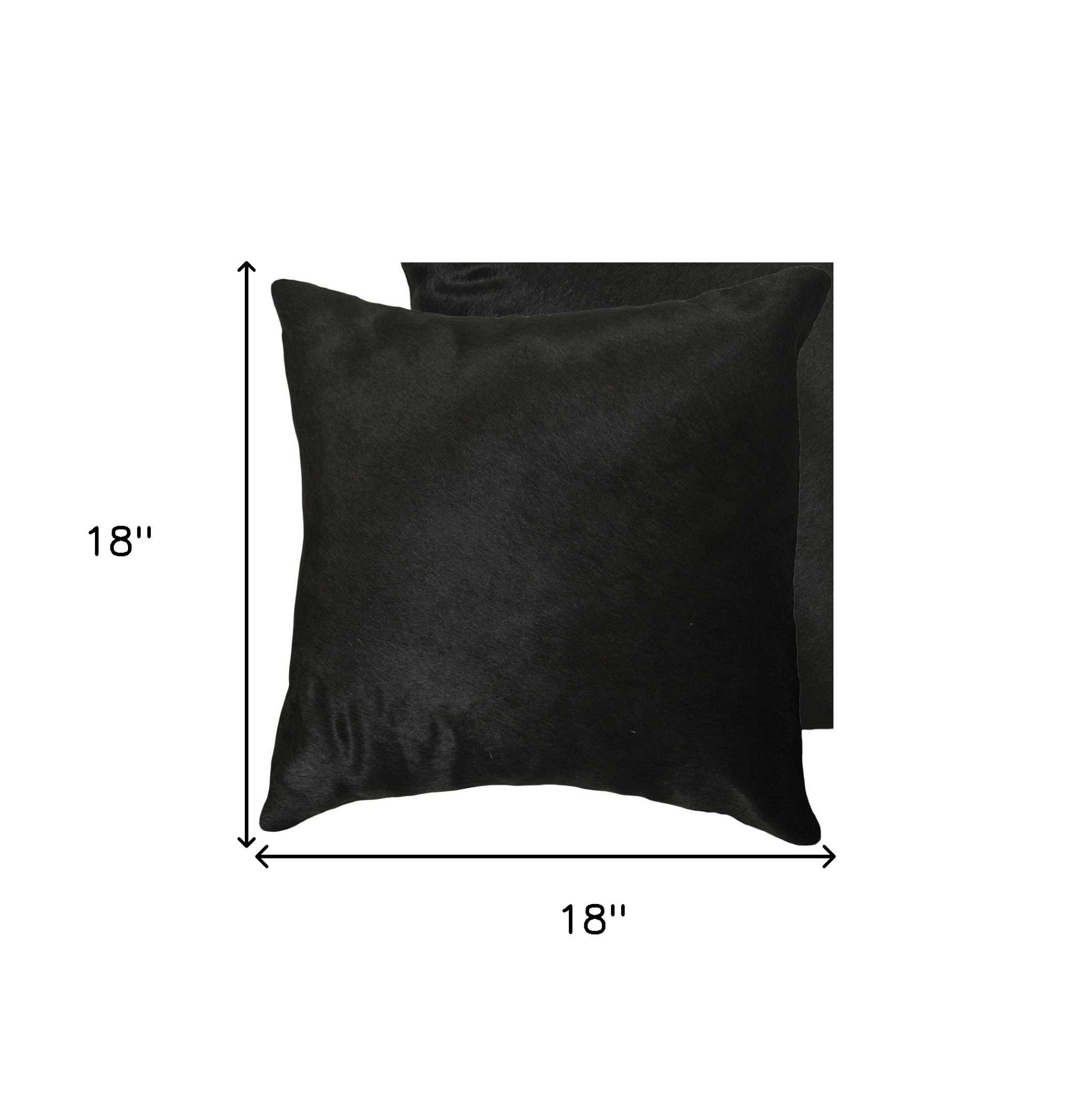 Set of Two 18" Black Cowhide Throw Pillows-Accent Throw Pillows-DECOROLALA