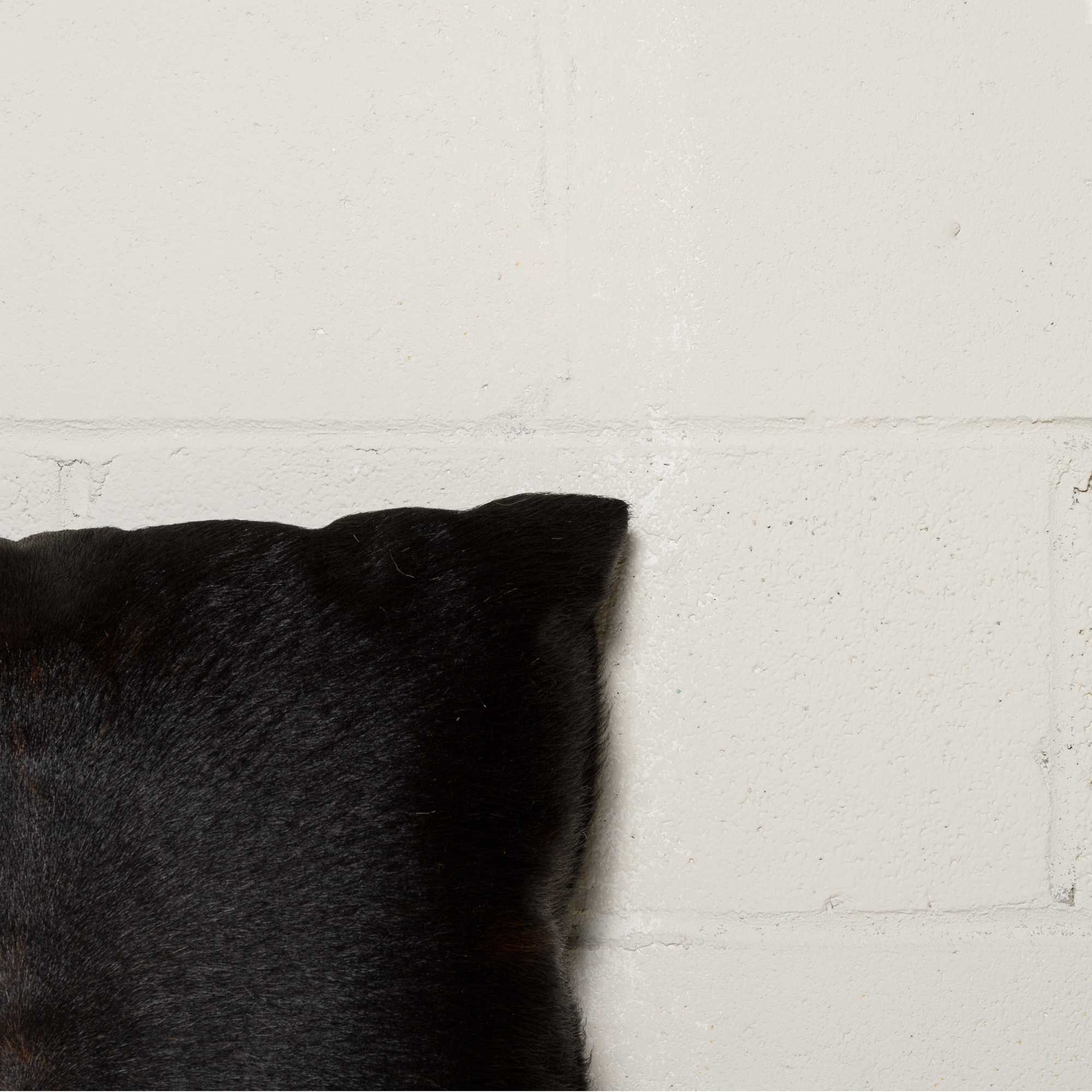 Set of Two 18" Black Cowhide Throw Pillows-Accent Throw Pillows-DECOROLALA