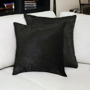 Set of Two 18" Black Cowhide Throw Pillows-Accent Throw Pillows-DECOROLALA