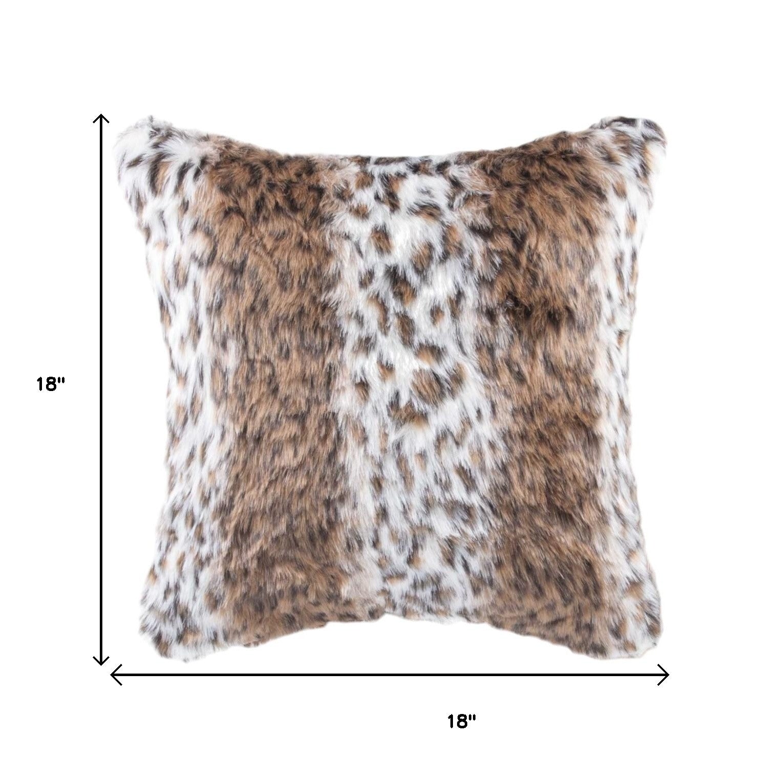 Set of Two 18" Brown White And Black Faux Fur Throw Pillows-Accent Throw Pillows-DECOROLALA
