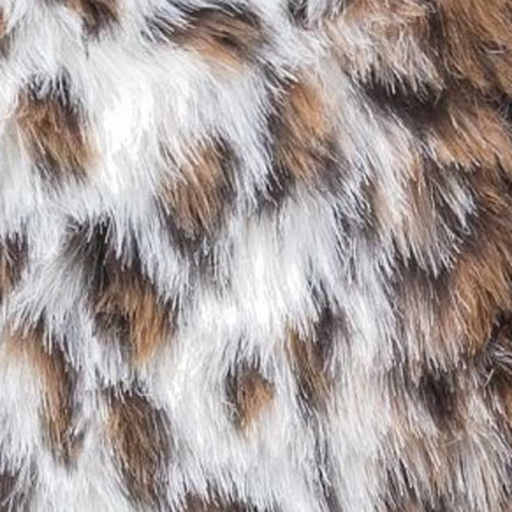 Set of Two 18" Brown White And Black Faux Fur Throw Pillows-Accent Throw Pillows-DECOROLALA