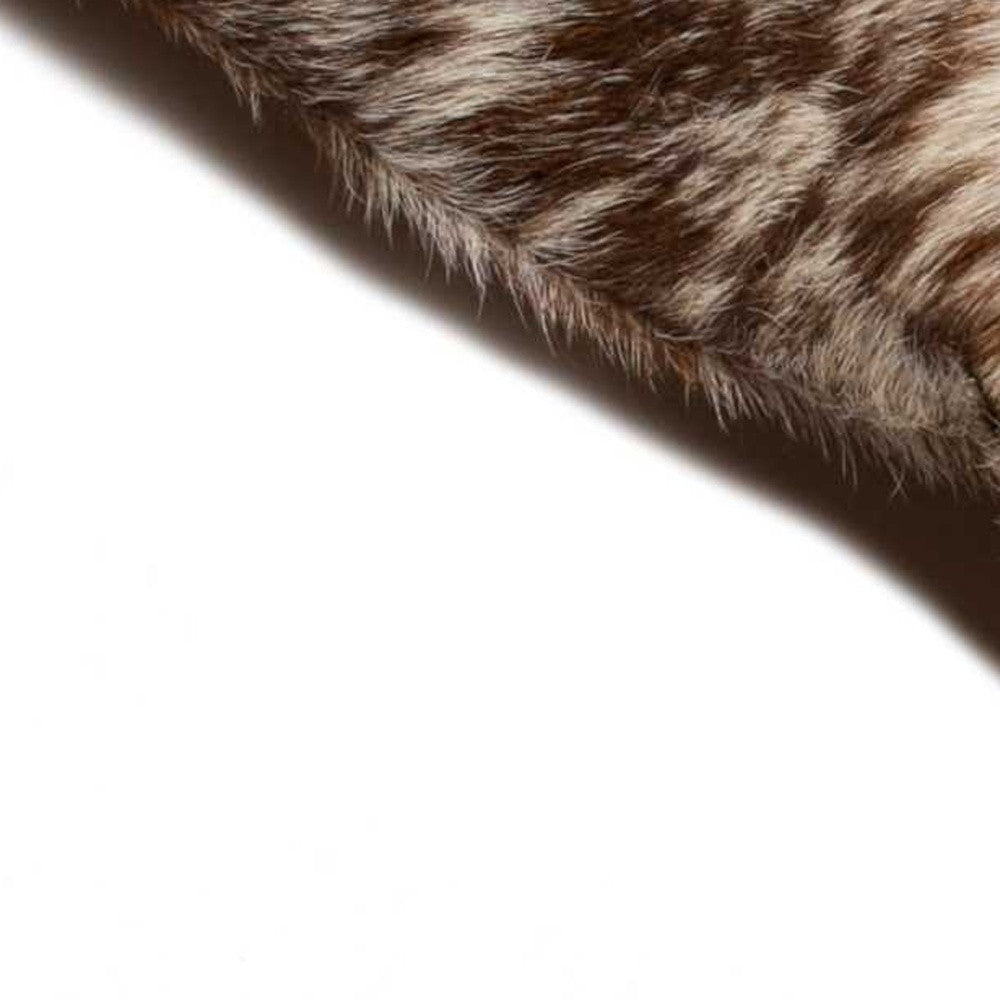 Set of Two 18" Brown and White Cowhide Throw Pillow-Accent Throw Pillows-DECOROLALA