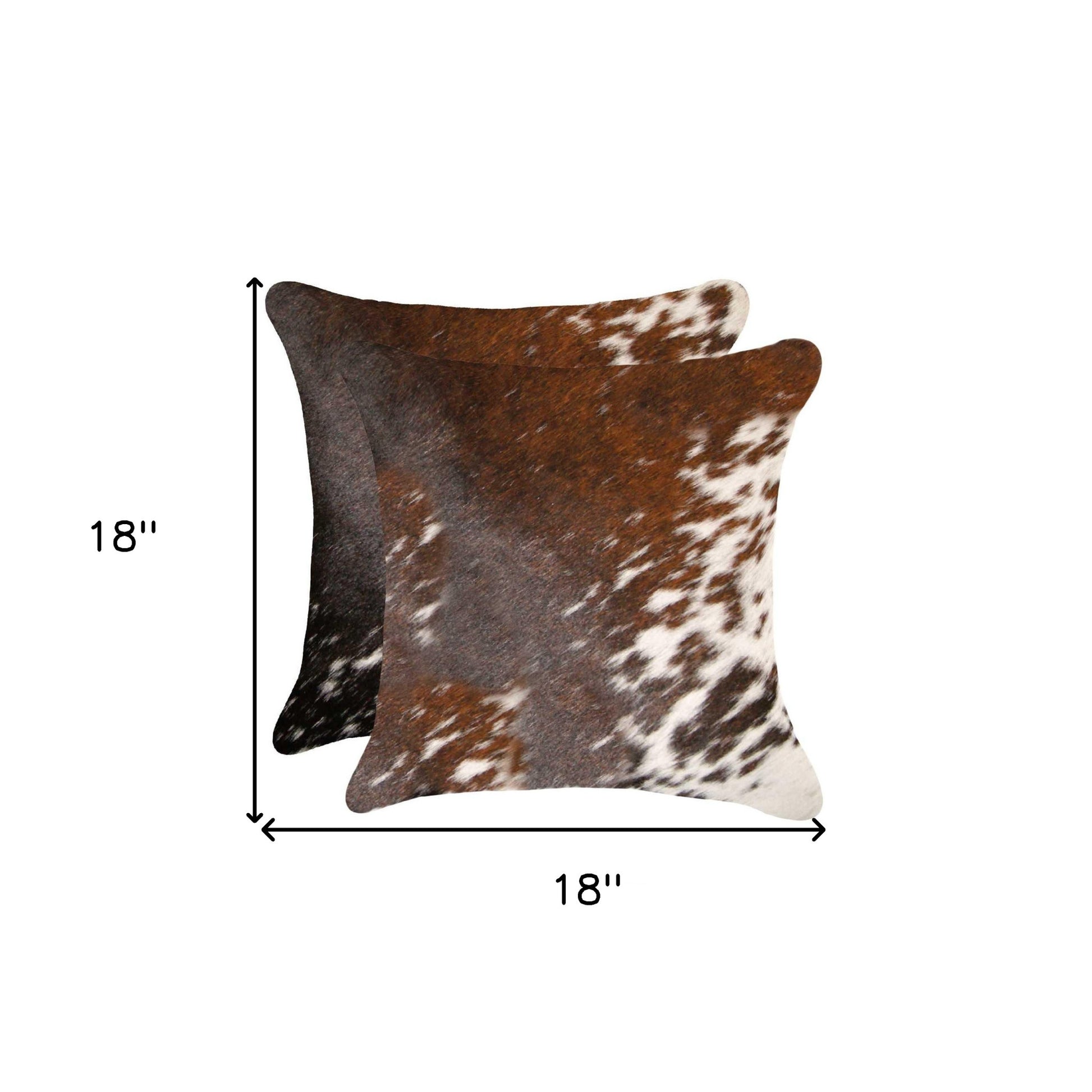 Set of Two 18" Brown and White Cowhide Throw Pillow-Accent Throw Pillows-DECOROLALA