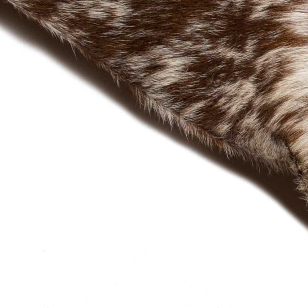 Set of Two 18" Brown and White Cowhide Throw Pillow-Accent Throw Pillows-DECOROLALA