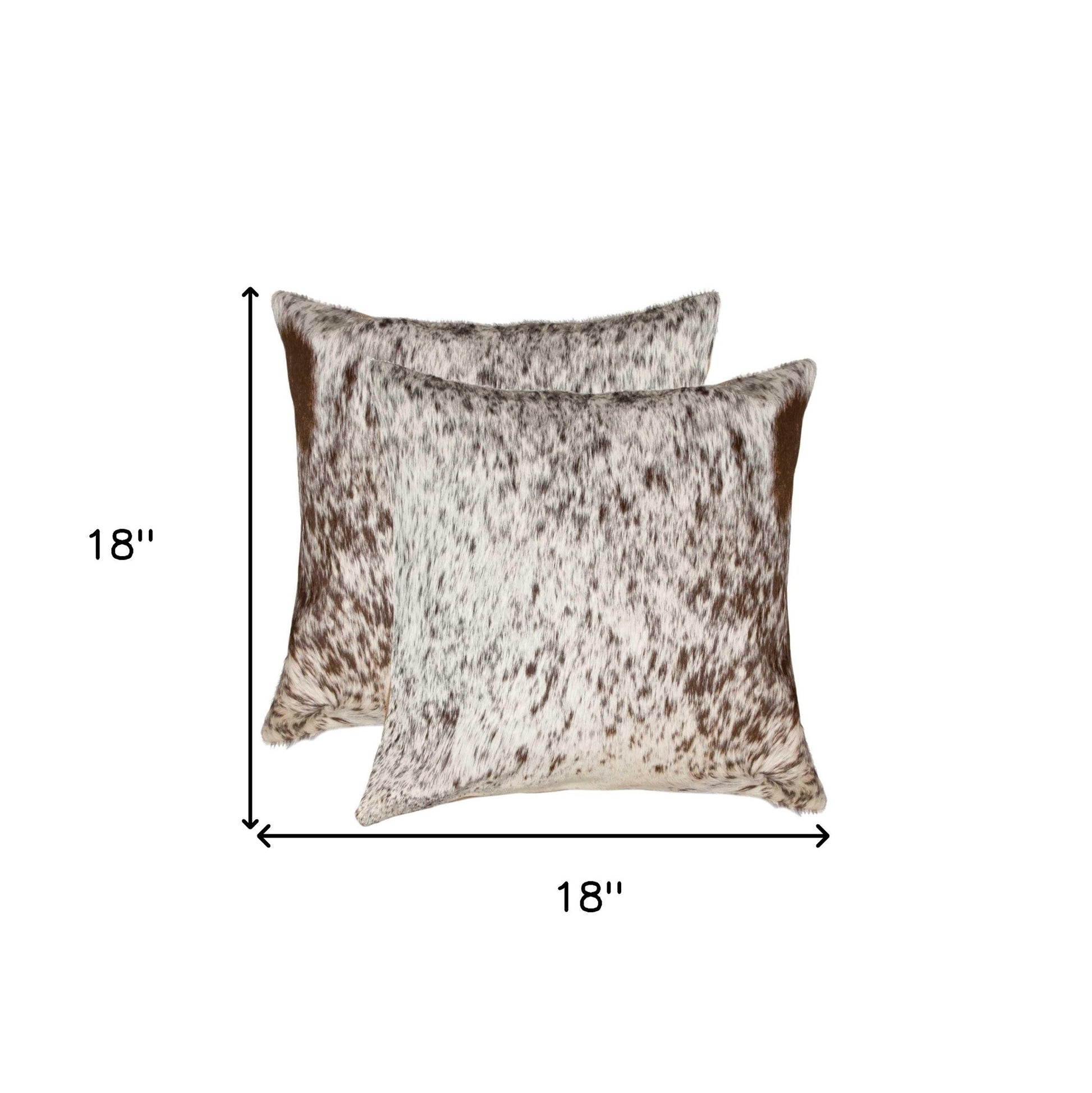 Set of Two 18" Brown and White Cowhide Throw Pillow-Accent Throw Pillows-DECOROLALA