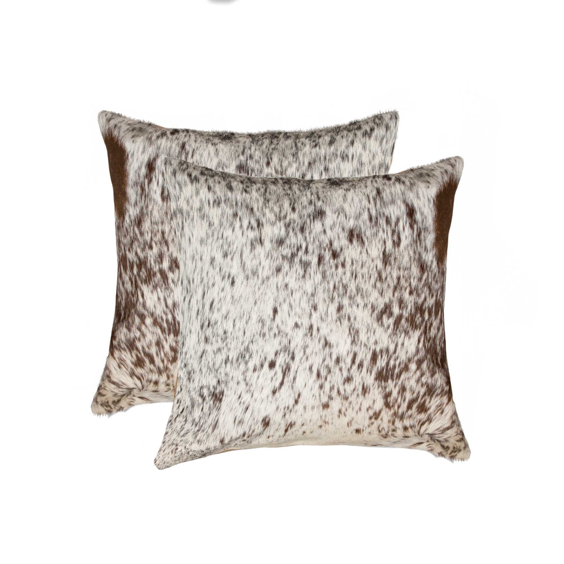 Set of Two 18" Brown and White Cowhide Throw Pillow-Accent Throw Pillows-DECOROLALA