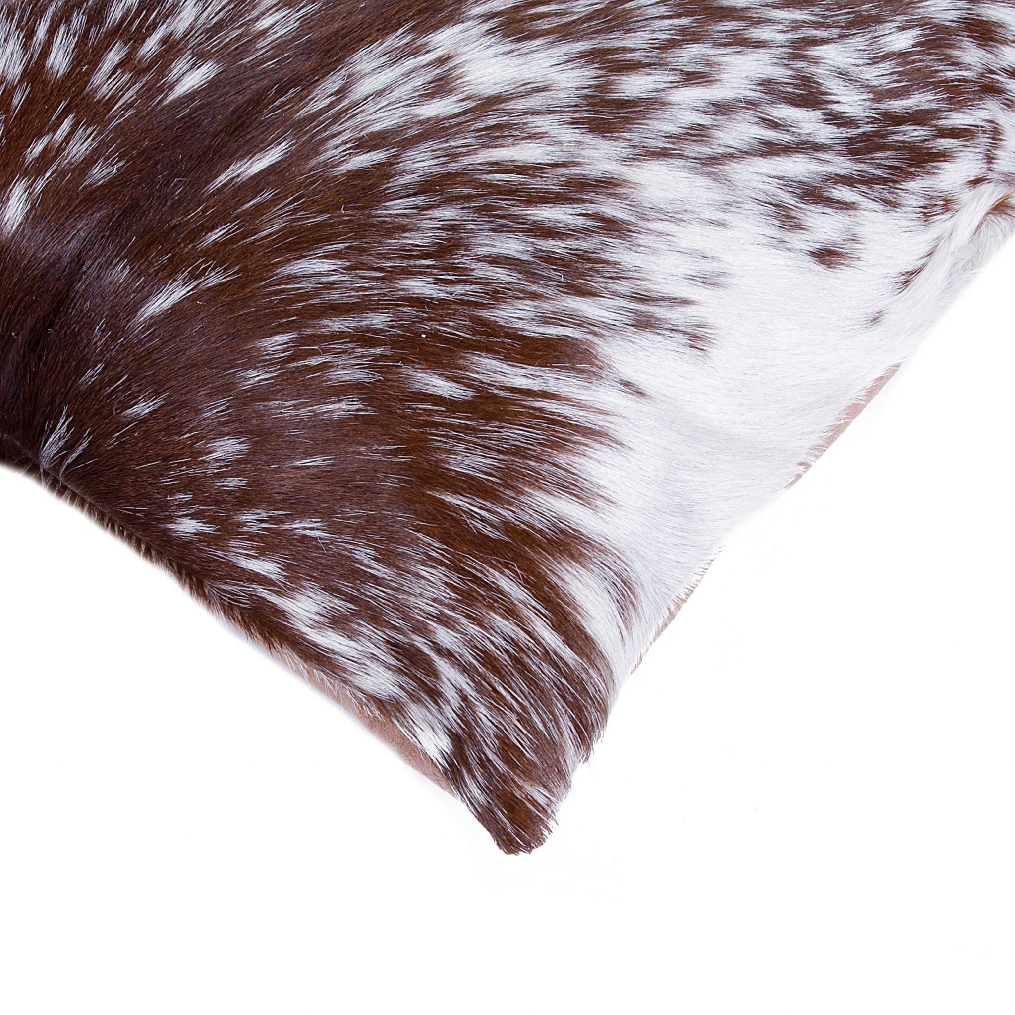 Set of Two 18" Brown and White Cowhide Throw Pillow-Accent Throw Pillows-DECOROLALA