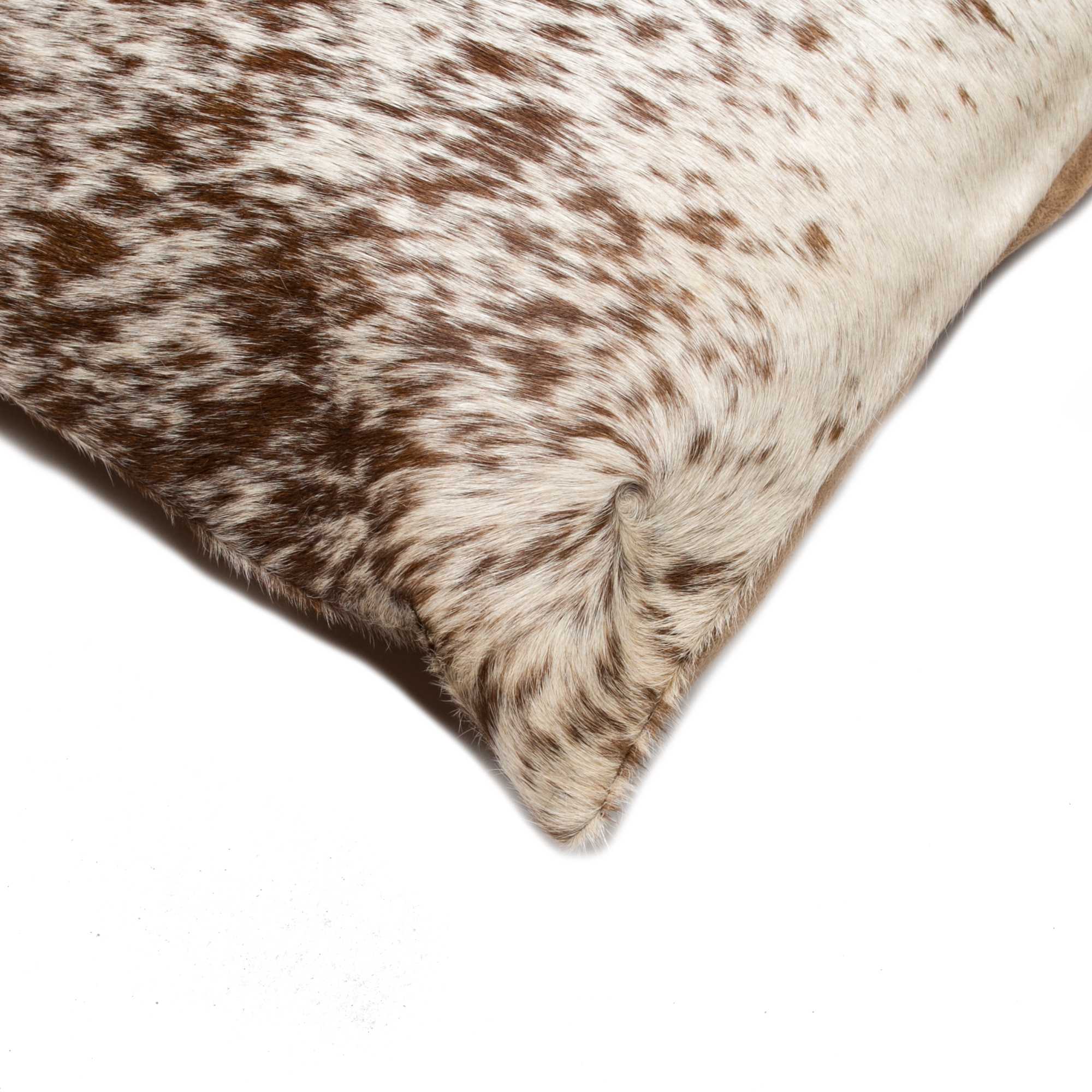 Set of Two 18" Brown and White Cowhide Throw Pillow-Accent Throw Pillows-DECOROLALA