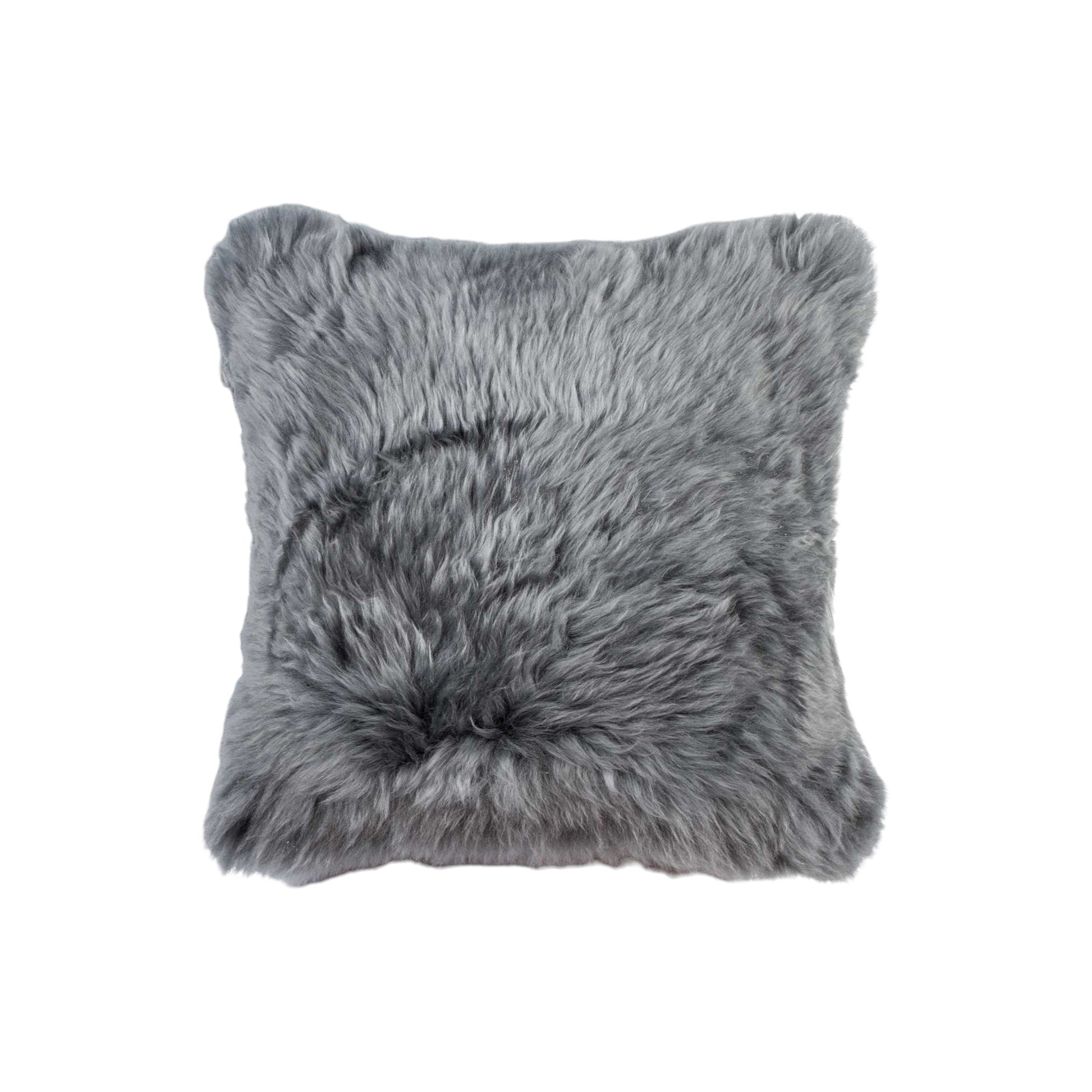 Set of Two 18" Gray Cowhide Throw Pillows-Accent Throw Pillows-DECOROLALA