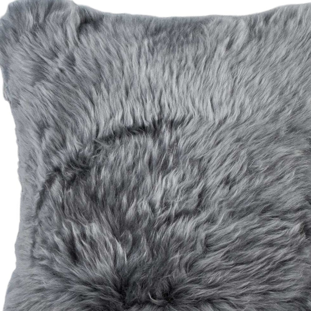 Set of Two 18" Gray Cowhide Throw Pillows-Accent Throw Pillows-DECOROLALA