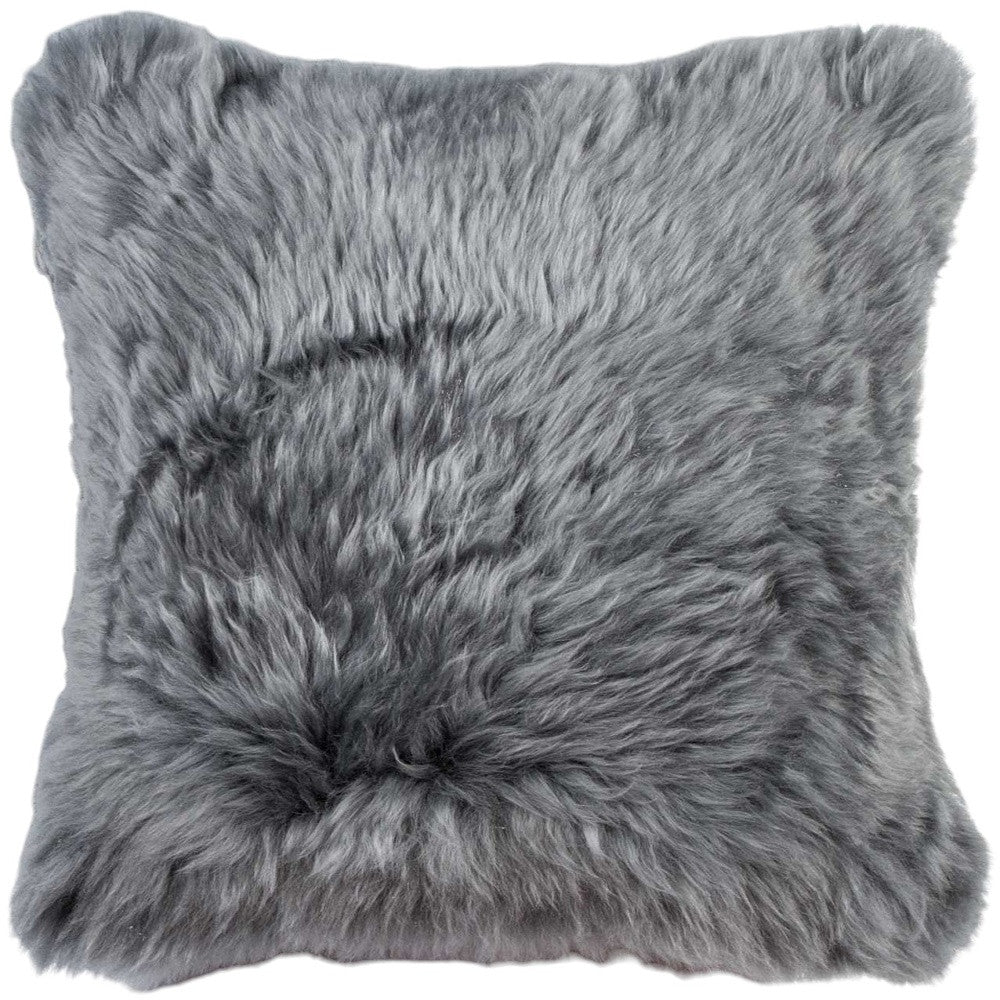 Set of Two 18" Gray Cowhide Throw Pillows-Accent Throw Pillows-DECOROLALA