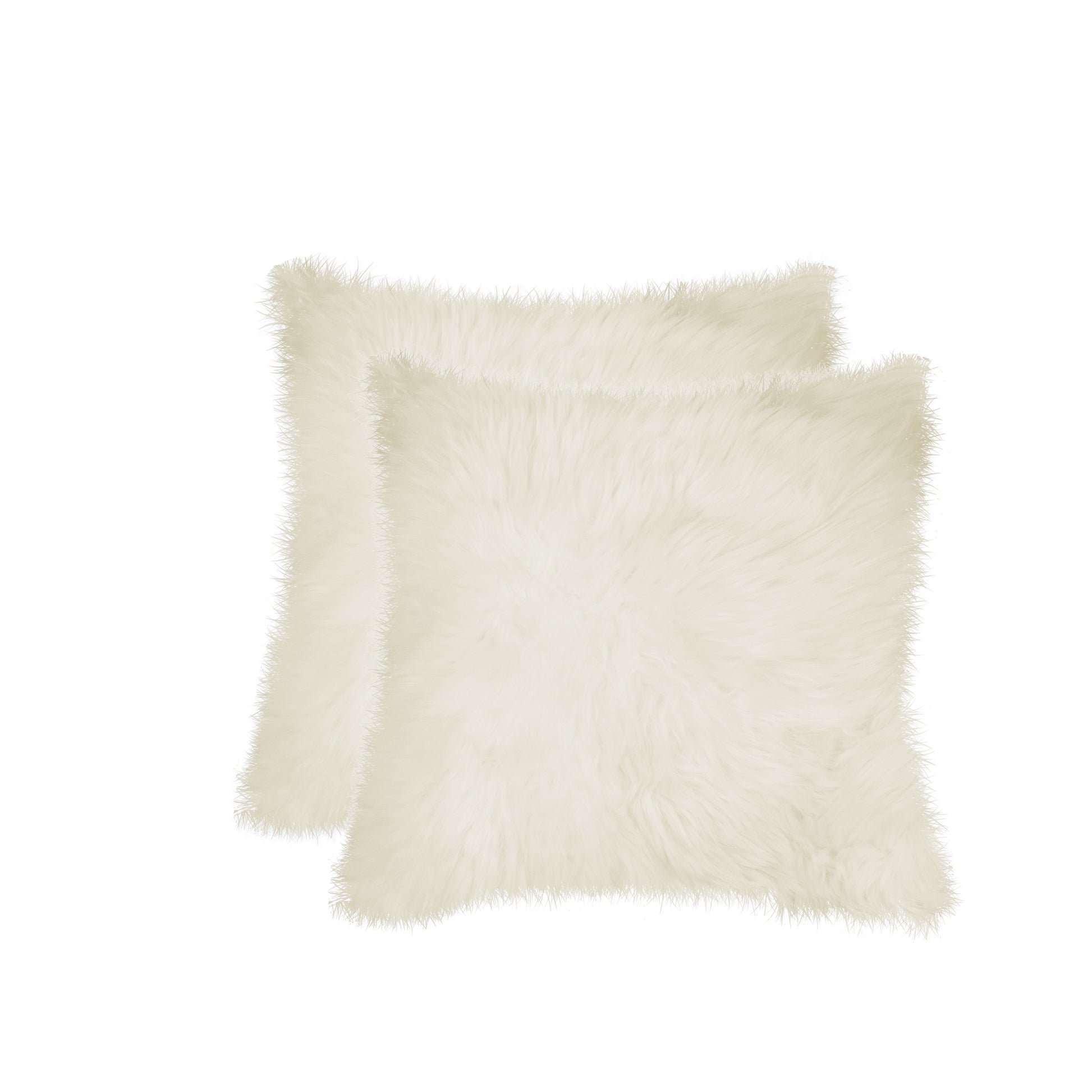 Set of Two 18" Natural Sheepskin Throw Pillows-Accent Throw Pillows-DECOROLALA