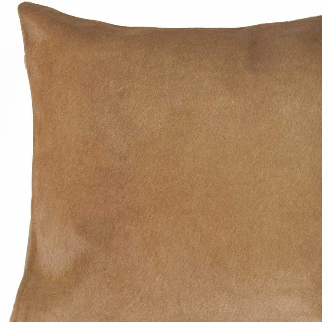Set of Two 18" Tan Cowhide Throw Pillows-Accent Throw Pillows-DECOROLALA