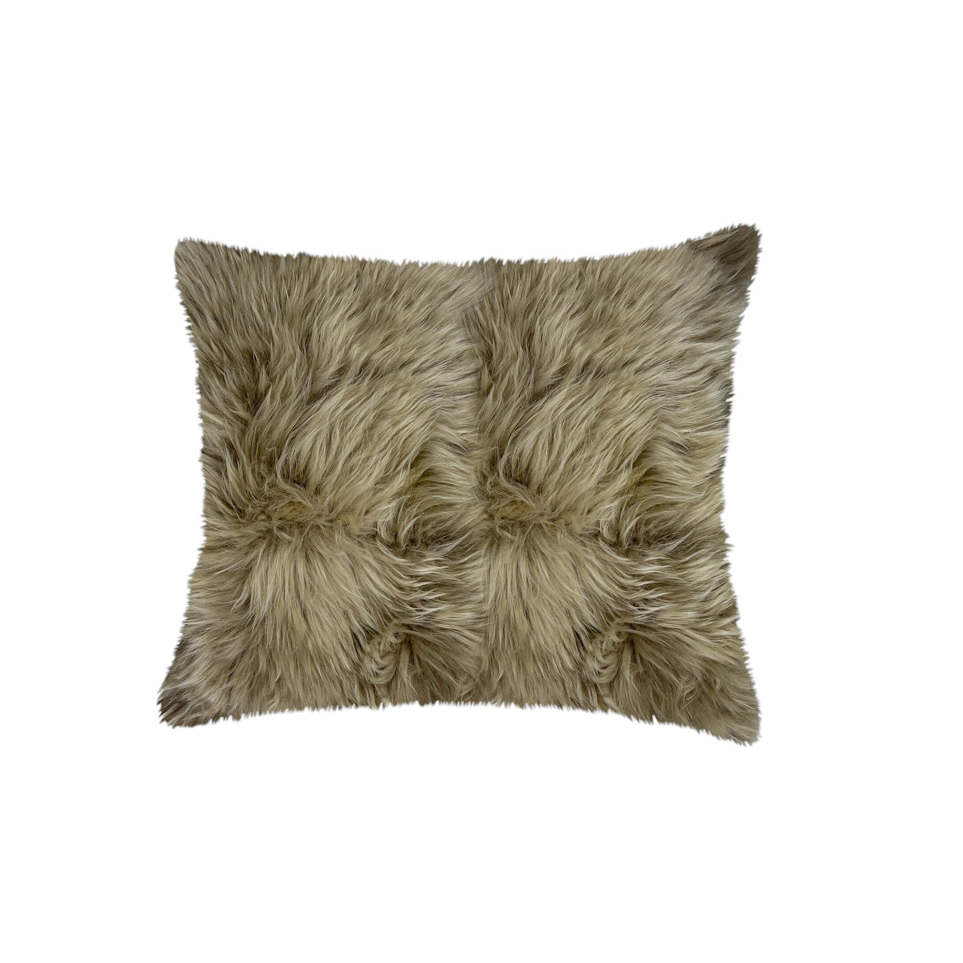 Set of Two 18" Taupe Sheepskin Throw Pillows-Accent Throw Pillows-DECOROLALA