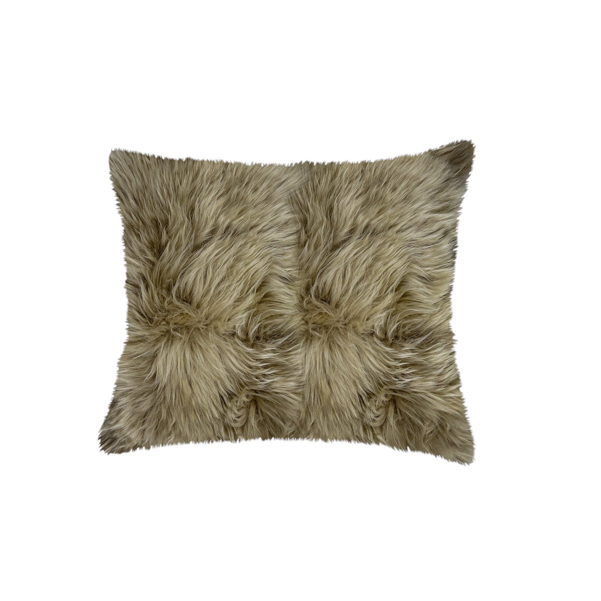 Set of Two 18" Taupe Sheepskin Throw Pillows-Accent Throw Pillows-DECOROLALA