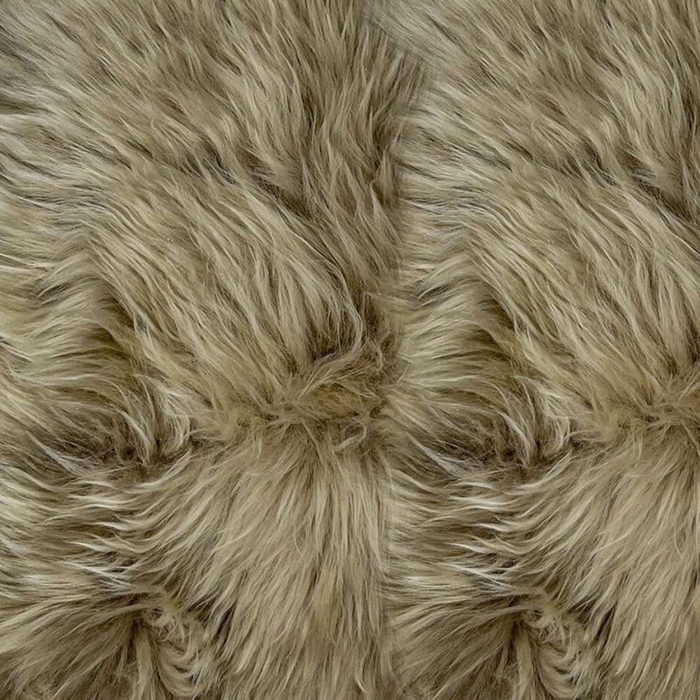Set of Two 18" Taupe Sheepskin Throw Pillows-Accent Throw Pillows-DECOROLALA