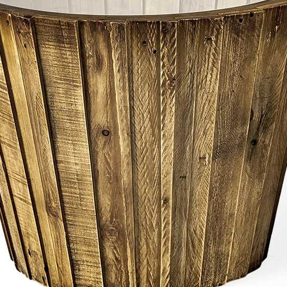 Set of Two 19" Brown And Clear Glass Round End Table-End-Side Tables-DECOROLALA