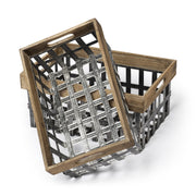 Set of Two 19" Gray Metal Basket-Organizers-DECOROLALA