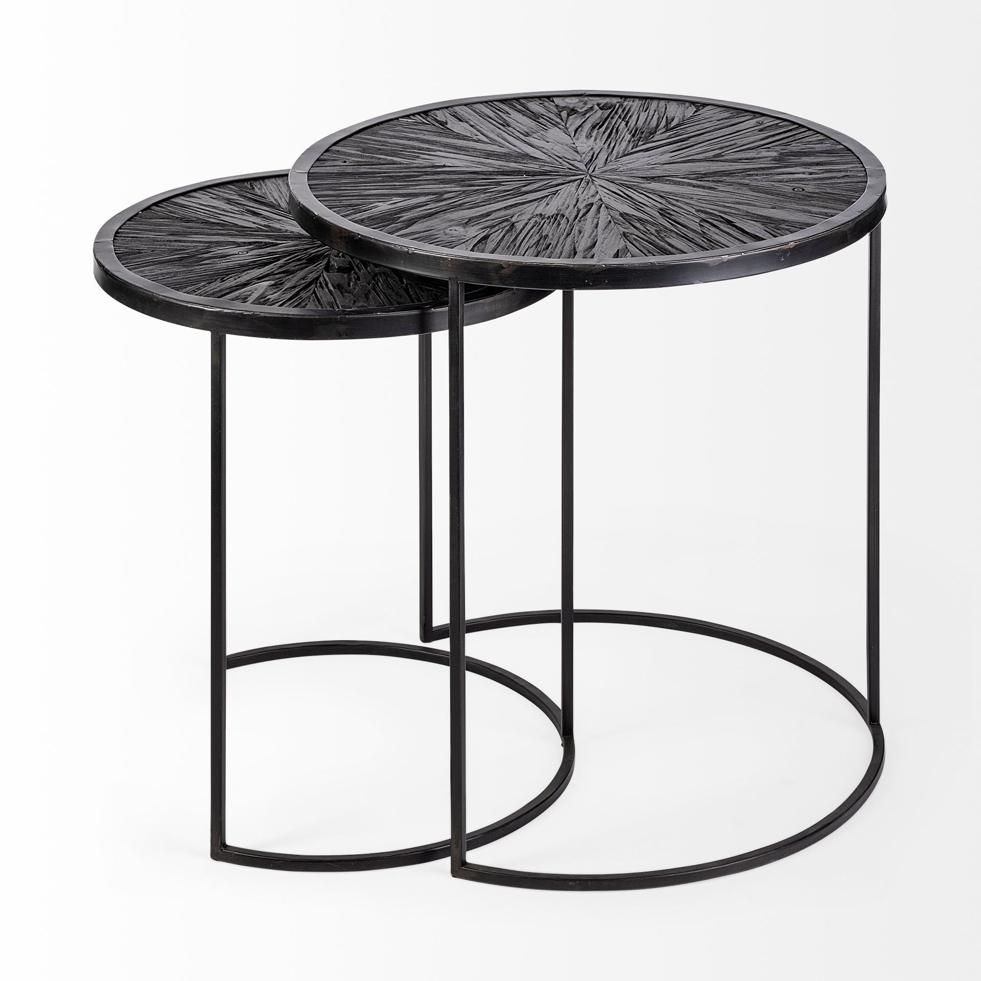 Set of Two 20" Black Round End Table-End-Side Tables-DECOROLALA