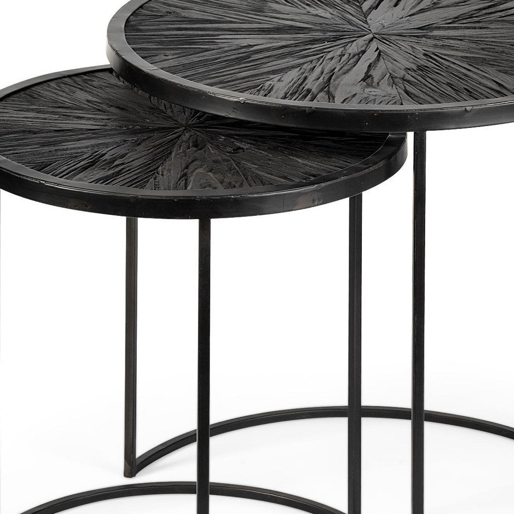Set of Two 20" Black Round End Table-End-Side Tables-DECOROLALA