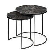 Set of Two 20" Black Round End Table-End-Side Tables-DECOROLALA