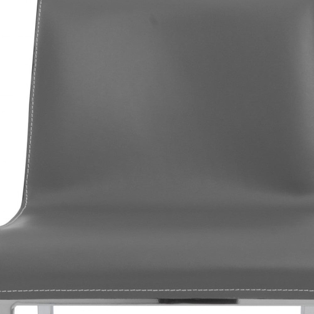 Set of Two 24" Gray And Silver Steel Low Back Counter Height Bar Chairs-Bar Chairs-DECOROLALA