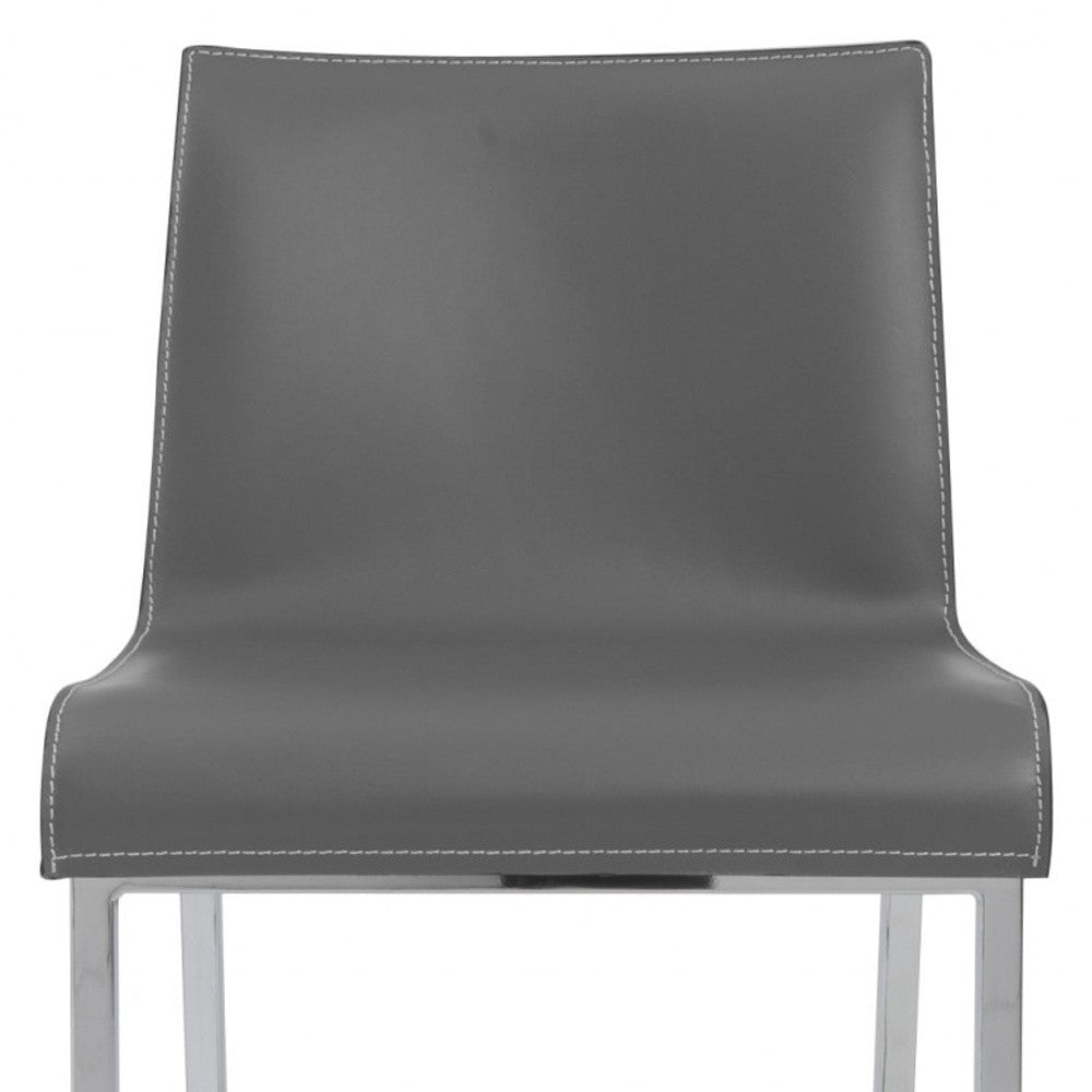 Set of Two 24" Gray And Silver Steel Low Back Counter Height Bar Chairs-Bar Chairs-DECOROLALA