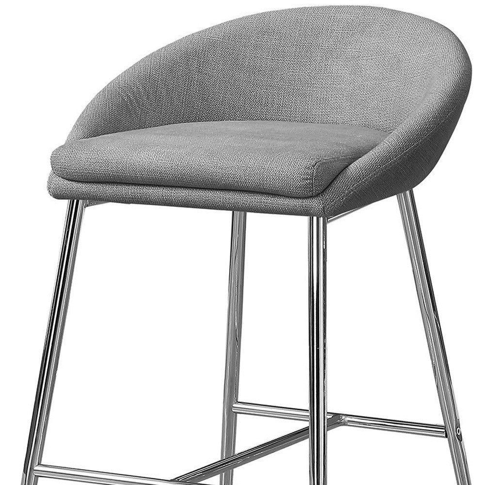 Set of Two 24" Gray and Silver Metal Low Back Bar Chairs-Bar Chairs-DECOROLALA