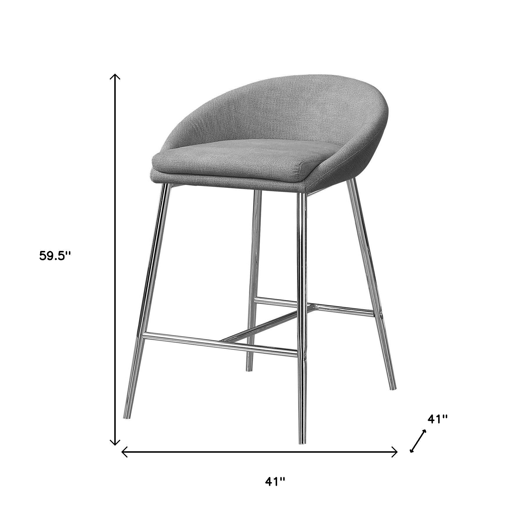 Set of Two 24" Gray and Silver Metal Low Back Bar Chairs-Bar Chairs-DECOROLALA